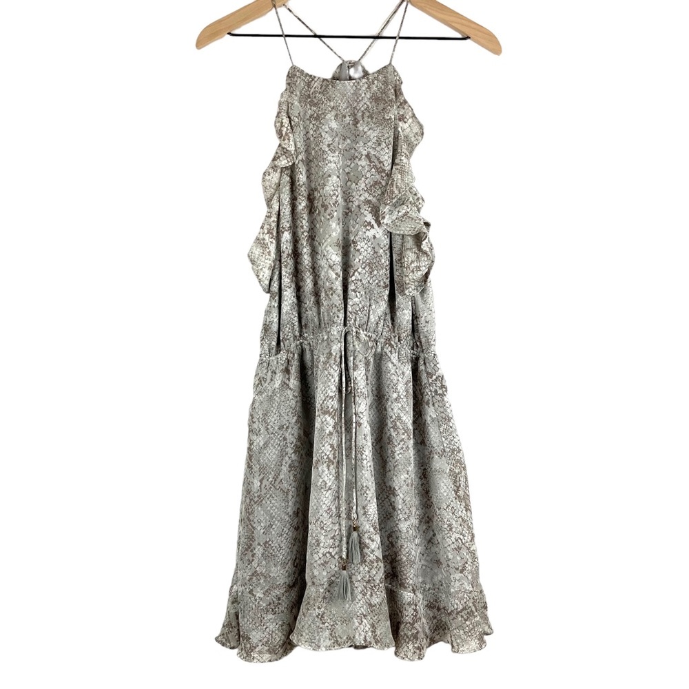 Anthropologie If By Sea Womens Halter Dress Size Large Ruffle Gray Sundress